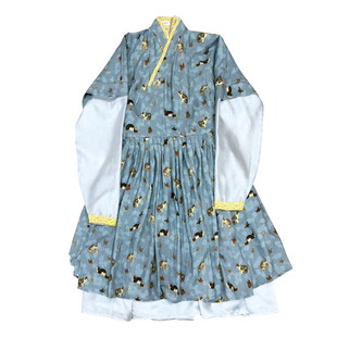 十里七巷 猫猫汇 明制猫咪贴里半袖可叠穿汉元素改良汉服两件套装