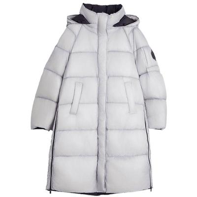 ELLE90白鸭绒灰色加厚连帽羽绒服