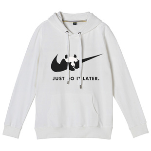 熊猫 just do it later恶搞 一杠A1插画周边文化百搭长袖连帽卫衣