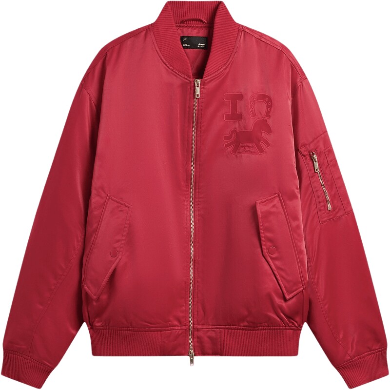 李宁马上有钱情侣红色棉服
