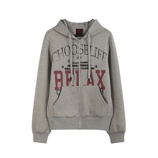 no E mosen(noE）'YOUTHMAL FUNCTION'做旧花灰满印连帽合身卫衣