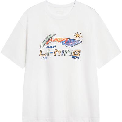 李宁情侣白色印花文化T恤