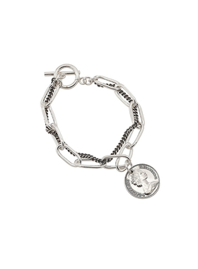 欧美风双层土酷蹦迪硬币手链包邮