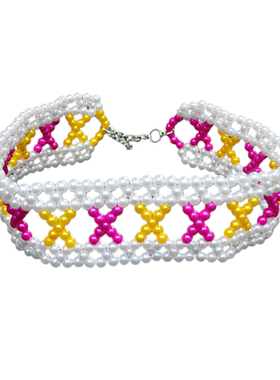 仿珍珠长款项链女流苏锁骨链项圈