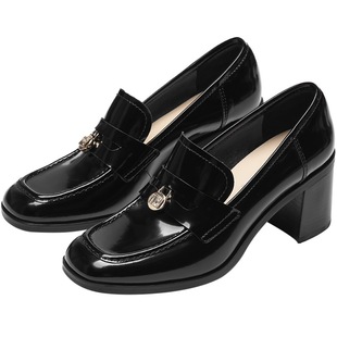 明星同款73hours女鞋多面都市2025秋季新款高跟英伦风乐福鞋