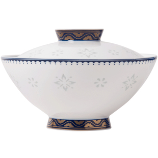 玉柏陶瓷景德镇青花玲珑瓷碗碟套装家用中式高档碗盘餐具乔迁送礼