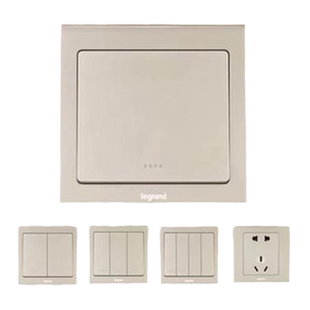 罗格朗开关插座逸典米兰香槟金五孔二三插带usb三孔单控家用电源