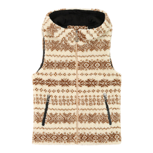 啄木鸟花纹摇粒绒马甲女2025新款羊羔毛柔软保暖连帽拉链马夹背心