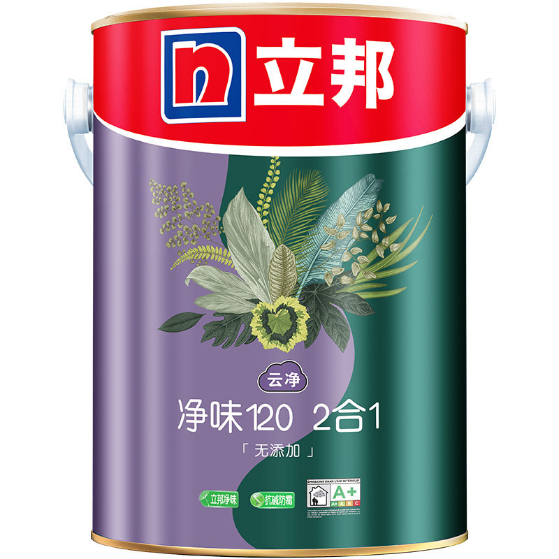 立邦乳胶漆涂料净味120二合一墙面漆内墙油漆家用白色