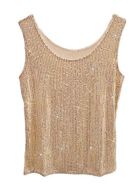 Sparkling sequin round neck camisole vest 闪闪亮片吊带背心女