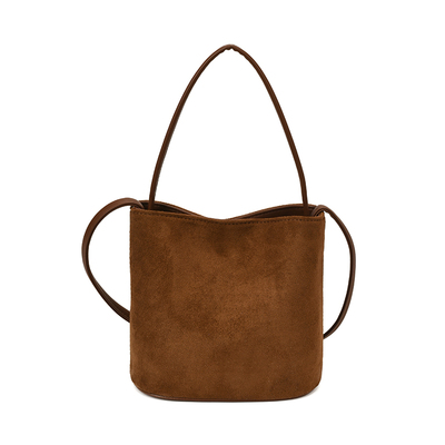 LAOYJA复古磨砂麂皮绒洋气水桶包