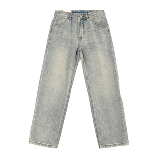 兔先森2025新款美式复古牛仔裤男宽松潮牌直筒裤子水洗磨白休闲裤