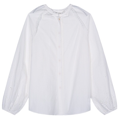 落落狷介镂空长袖衬衫女