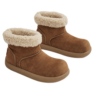 星期六复古茸茸靴小个子休闲保暖加绒雪地靴棉鞋女厚底短靴冬季新