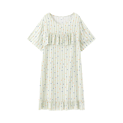 女棉绸睡裙，可爱防凸点家居服