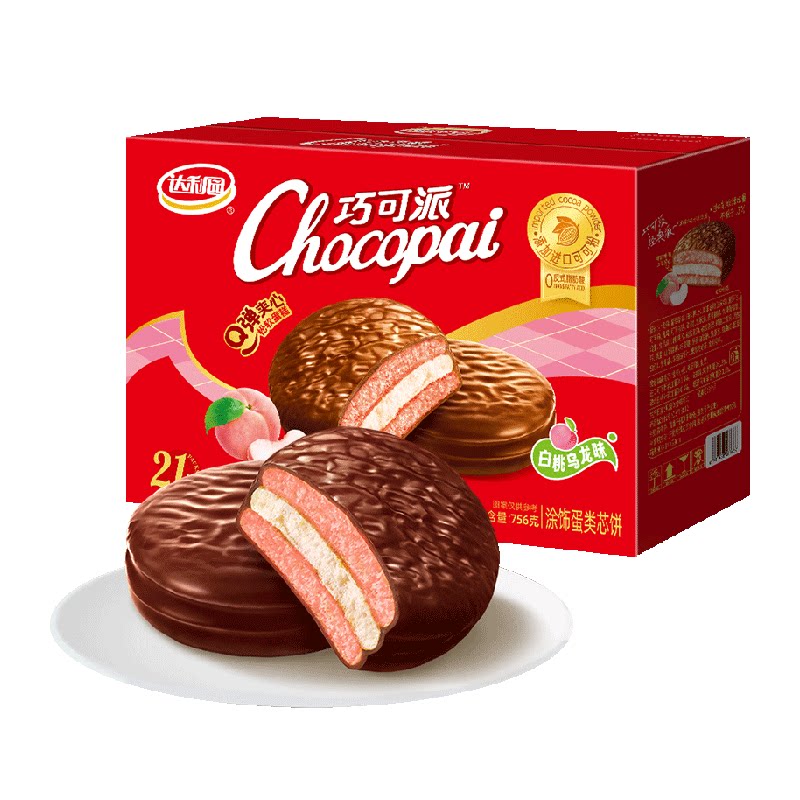 达利园糕点巧可派抹茶味白桃乌龙味休闲零食饱腹代餐下午茶点心