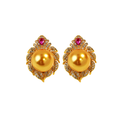 西大班新中式红刚玉澳母贝珠耳钉