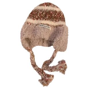 2025年秋冬季新款毛绒绒流苏针织帽子女加厚保暖防寒护耳毛线帽潮