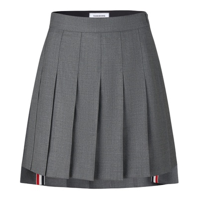 女士羊毛纽扣百褶裙短裙