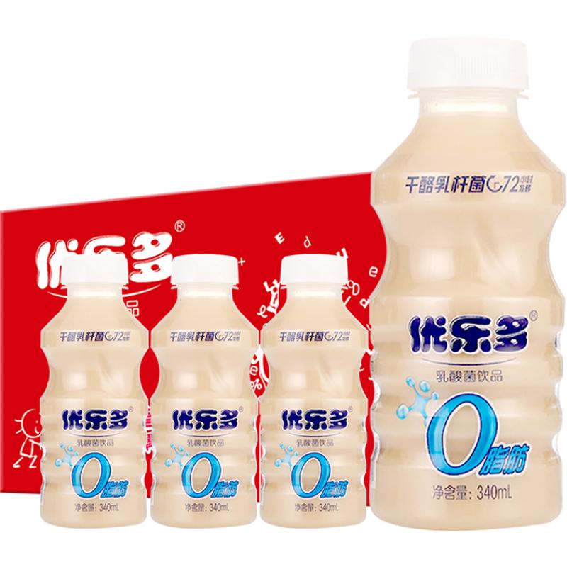 优乐多发酵乳酸菌饮品益生菌酸奶340ml*12瓶含电解质礼盒装