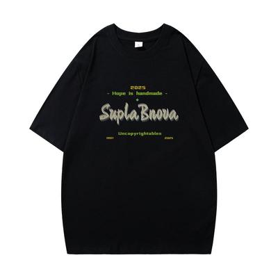 夏季新款潮流字母印花情侣T恤