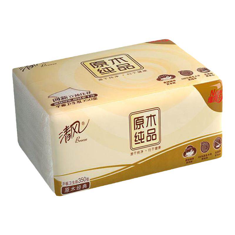 清风350张压花卫生纸草纸