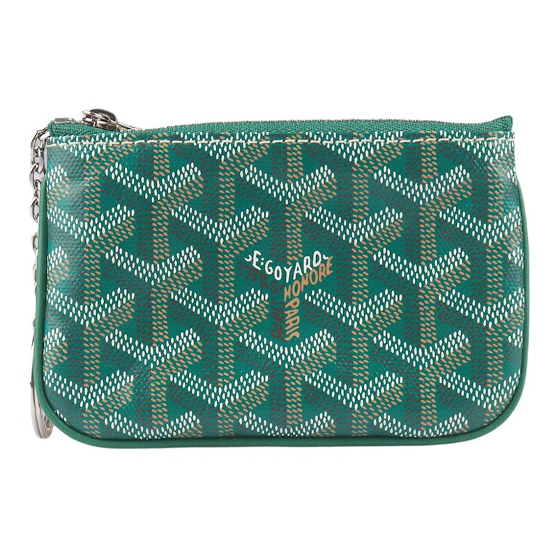 中古「9新」GOYARD(高雅德)SENAT NANO 钥匙包绿色涂层帆布零钱包