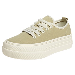 红蜻蜓帆布鞋女款春秋女鞋鞋子厚底增高休闲板鞋百搭小白鞋小个子