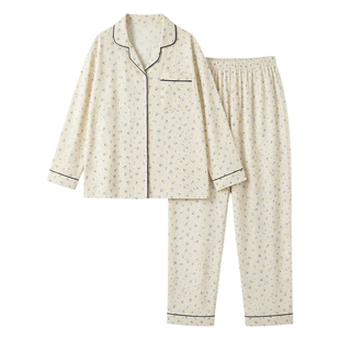 法式双层棉纱女款睡衣女纯棉2026新款碎花可爱甜美家居服套装春季