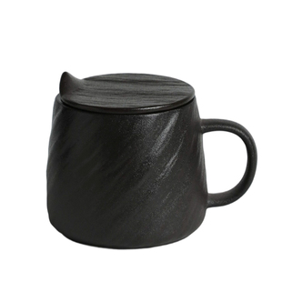 简约大容量陶瓷马克杯咖啡杯茶杯喝水杯子水杯牛奶杯带盖子防尘杯