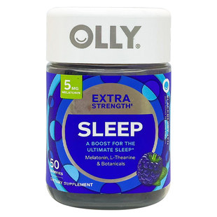 美国进口OLLY褪黑素sleepwell睡眠糖加强版入睡快倒时差软糖50粒