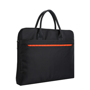 杰利 帆布公文包男手提包13寸布包保险业务员小分队展业包黑色商务女会议宣传资料档案收纳a4文件袋定制logo