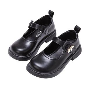 富罗迷公主鞋女童皮鞋2025秋季新款漂亮洋气小女孩软底黑色演出鞋