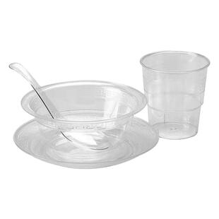 一次性餐具碗筷套装航空水晶杯硬质塑料加厚环保高档家用商用结婚