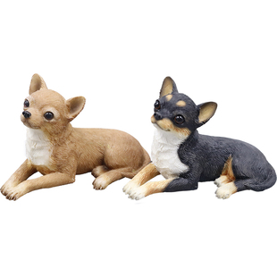 吉佳美YFA厂家直销迷你吉娃娃仿真狗模型车载摆件树脂工艺品收藏