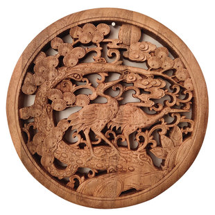 东阳木雕挂件香樟木中式仿古工艺品木制摆件实木新中式背景墙装饰