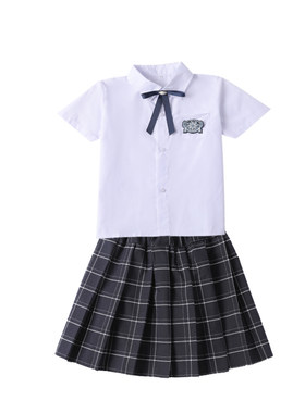 儿童合唱团白衬衣格子裙演出服装