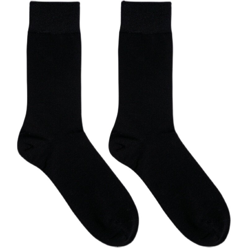 sockkon 男士原创高筒纯素色黑色60s丝光棉商务袜正装袜搭配皮鞋
