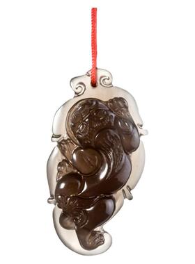 梦克拉黑曜石貔貅吊坠冰透树叶子