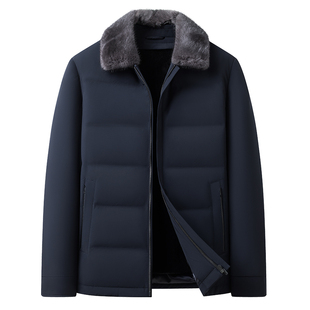 [水貂毛领/兔毛鹅绒]梦特娇男士羽绒尼克服冬装皮草轻奢外套保暖J