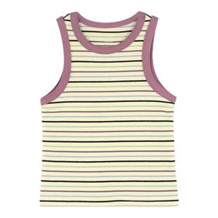 大耳象女童条纹背心夏季新款儿童修身撞色休闲洋气上衣