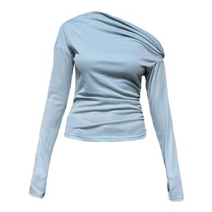 JCAESAR LONG SLEEVE 扭结斜肩长袖 科眉版型 打褶收腰设计悬垂感