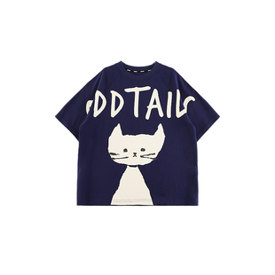 oddtails儿童短袖T恤男童印花上衣夏季2025新款男孩冰瓷棉凉感t恤