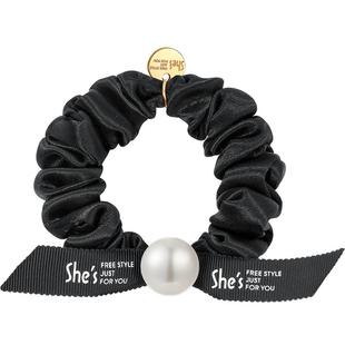 shes茜子轻简醋酸缎优雅织带工艺珍珠盘发大肠发圈马尾发绳头花饰