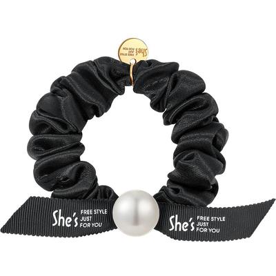 shes茜子优雅织带珍珠吊坠发圈