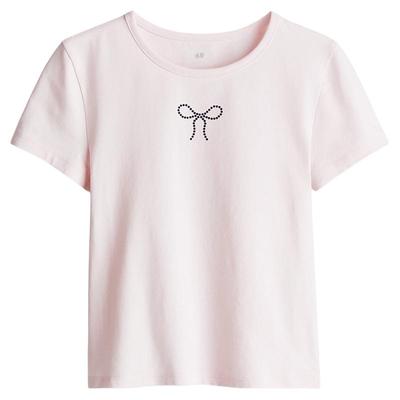 HM童装儿童男童女童T恤2025新款舒适休闲印花圆领短袖上衣1272040