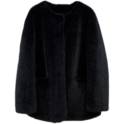 圆领金貂绒环保皮草女冬毛毛外套