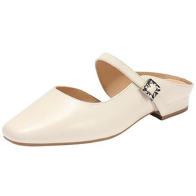 森达羊皮穆勒鞋女款2025夏新玛丽珍平底柔软后空半拖凉鞋ZTG31BH5