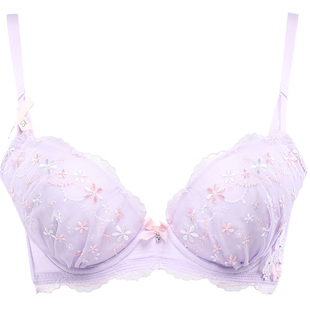 tutuanna夏季女士蕾丝刺绣内衣 小清新聚拢文胸防下垂收副乳胸罩