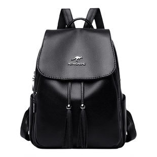 正品袋鼠双肩包女皮包2026新款中年女士软皮旅行背包大容量送妈妈